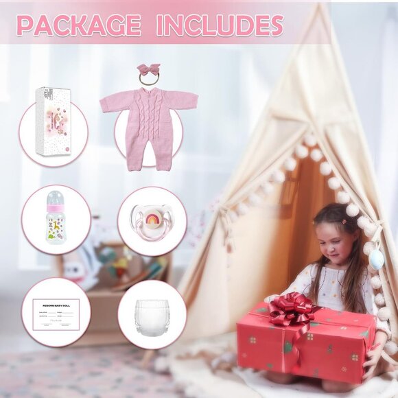 Realistic Reborn Baby Doll Girl 18 Inch Sleeping Newborn Lifelike Cloth Body - Picture 5 of 5